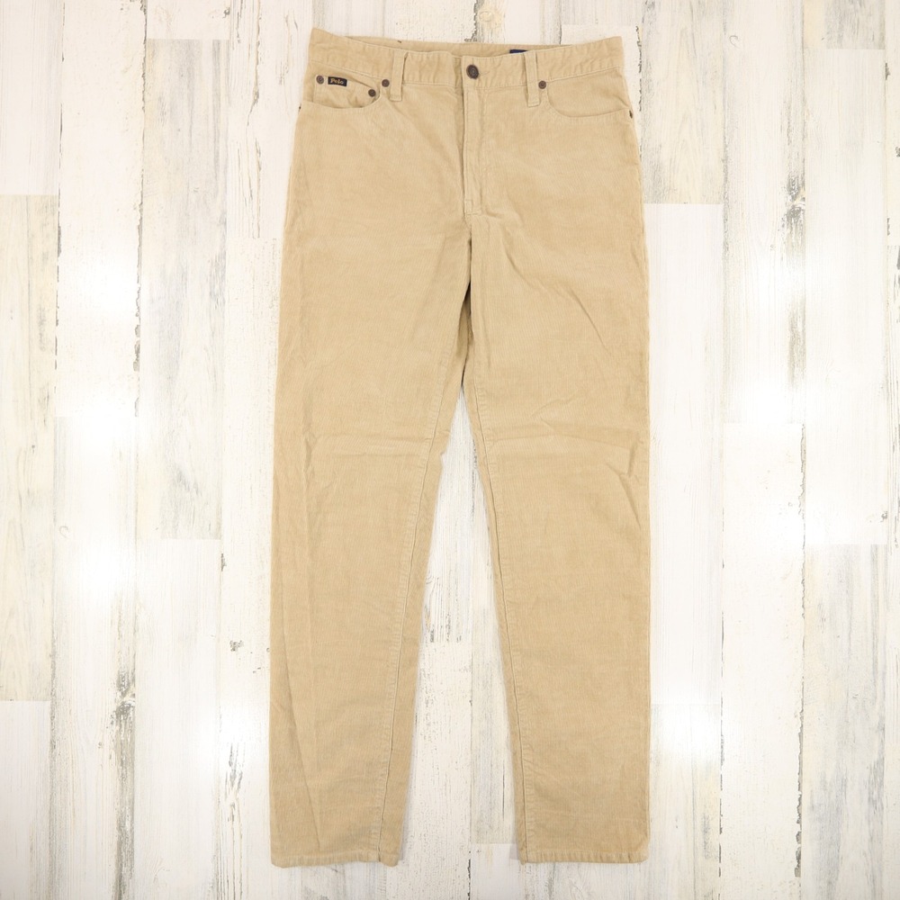 Polo Ralph Lauren Pants Youth Boys Size 20 Khaki Beige Straight Fit Corduroy